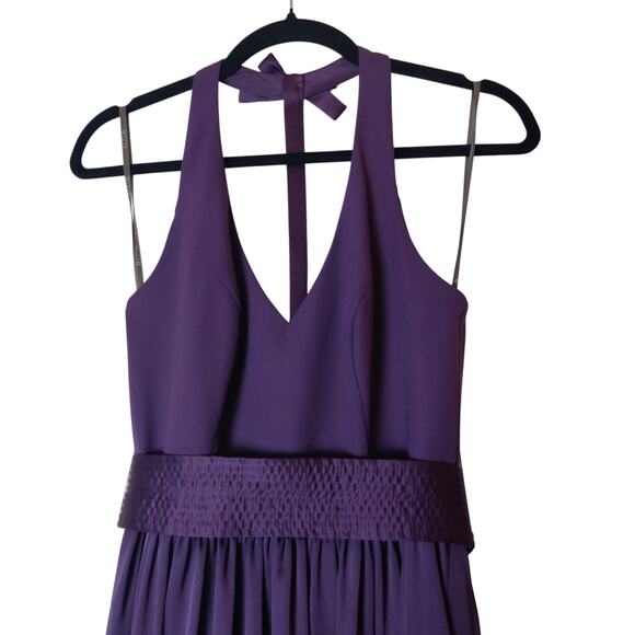 White by Vera Wang Plum Purple Halter Neck Bow Maxi Bridesmaid Prom Dress 2 - Picture 4 of 15
